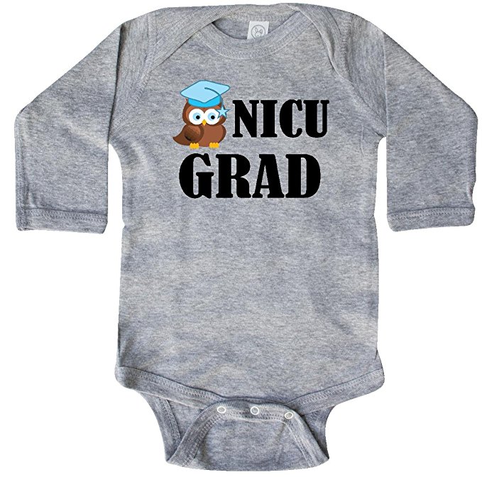 Inktastic Baby Boys' NICU Grad Baby Boy Owl Long Sleeve Creepers