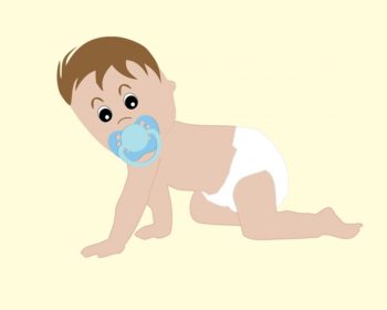 Crawling Baby with Pacifier