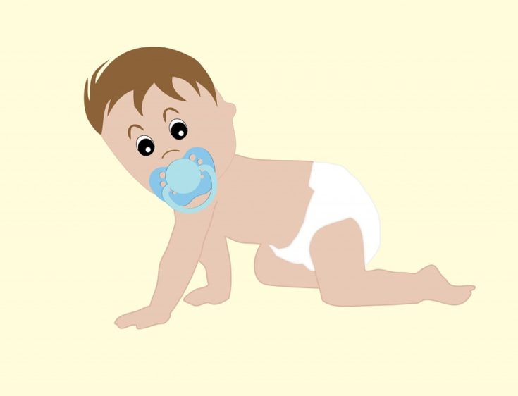 Crawling Baby with Pacifier