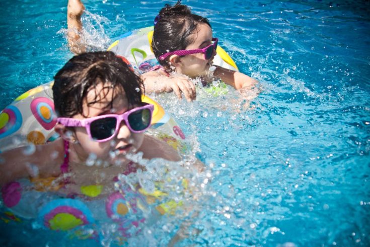 Little girls swimming