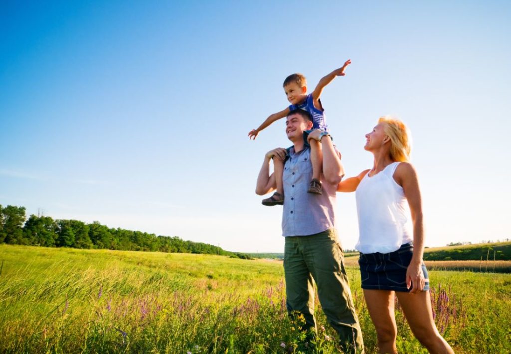 Family having fun outdoors 