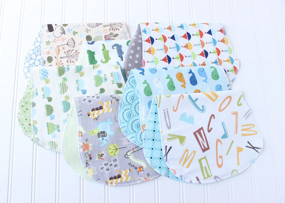 Baby Boy Burp Cloths - Set of 7 - Baby Shower Gift - Baby Gift