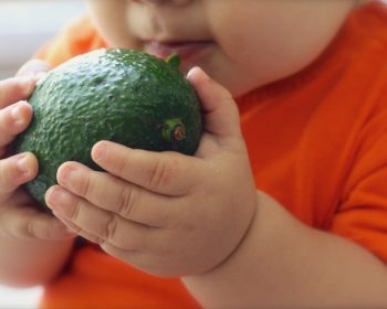 Baby eating organic baby food
