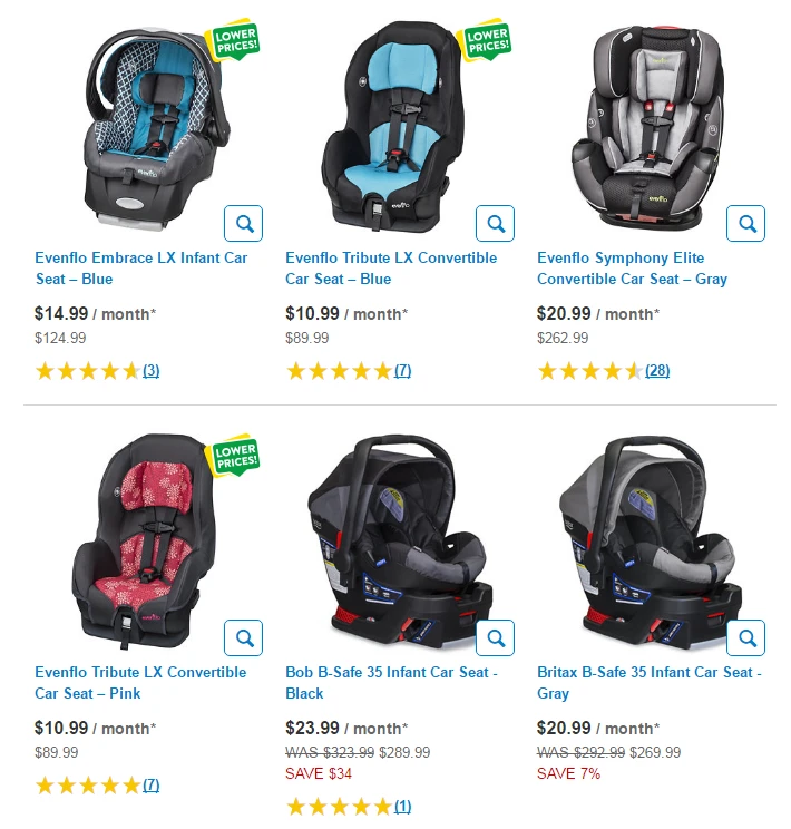 Make Payments on Baby Car Seats